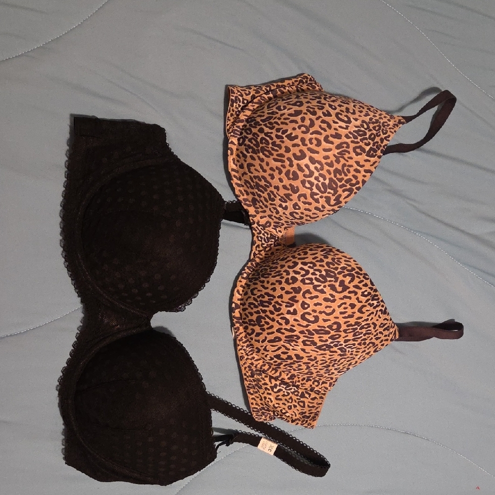 Leopard and Black Lace Women's Bra Set